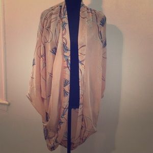 Nude tassel printed kimono